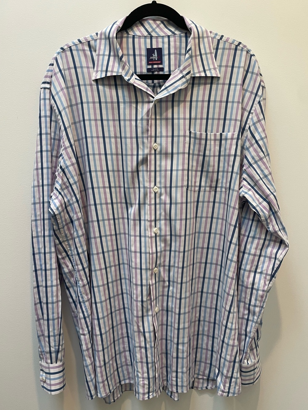 Johnnie-O Prep-formance Blue White Pink Button Down Size XL